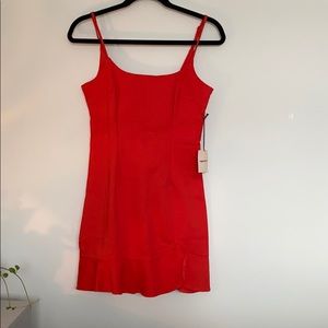 Bright orange / red super down mini dress